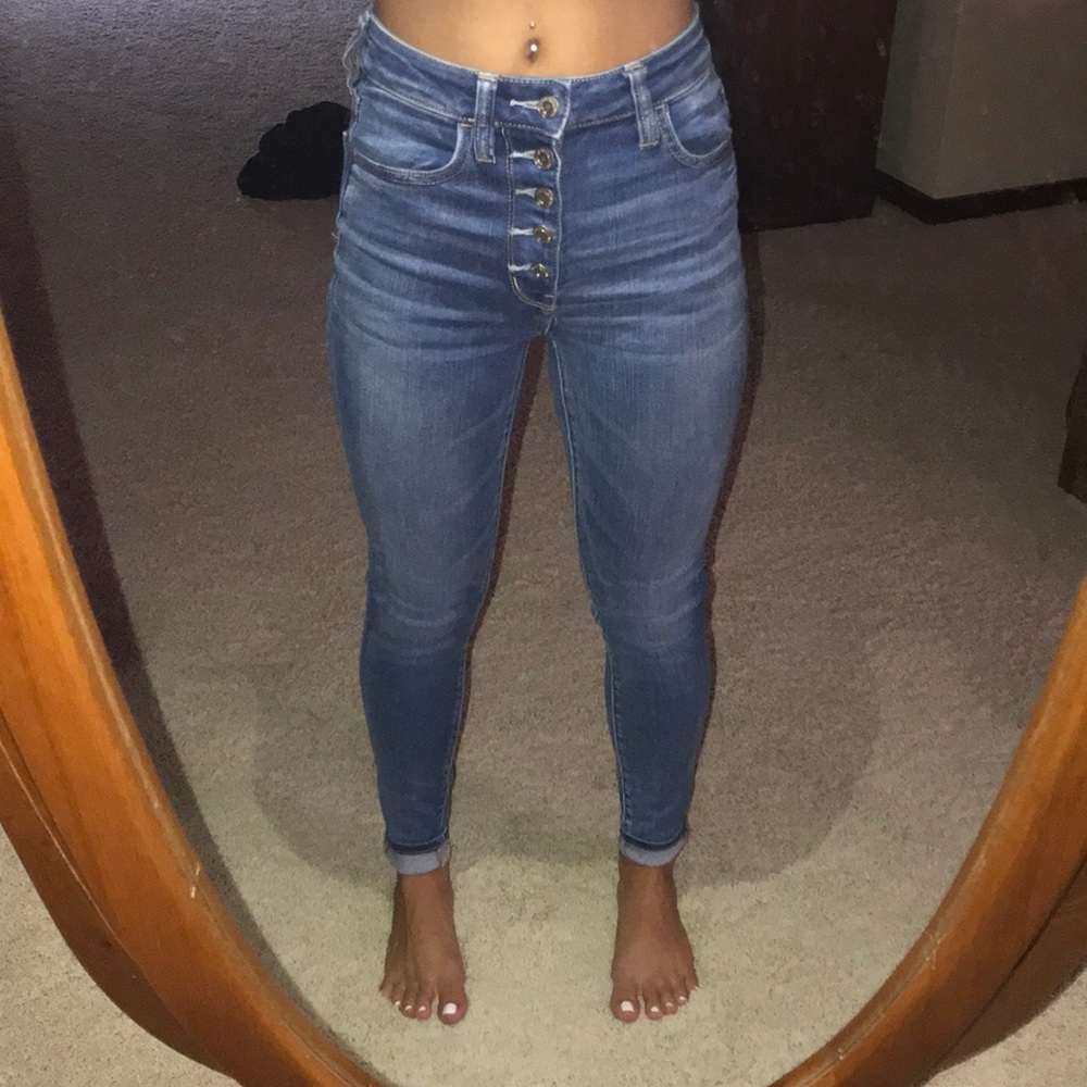 american eagle high waisted skinny jeans